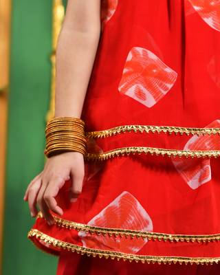 Girl's red kurta and dhoti set 3