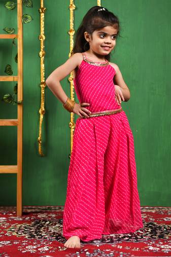 Girl's magenta top and flared palazzo set