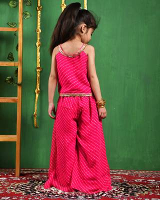 Girl's magenta top and flared palazzo set 2