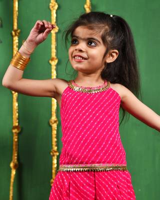 Girl's magenta top and flared palazzo set 3