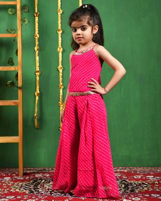 Girl's magenta top and flared palazzo set 4