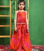 Girl's magenta red top palazzo set