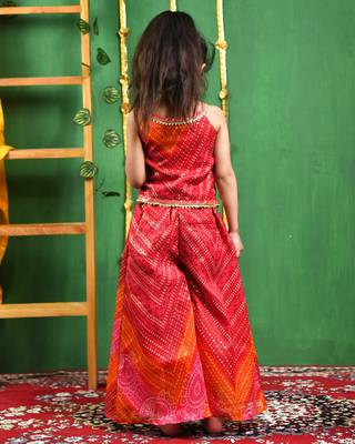 Girl's magenta red top palazzo set 2