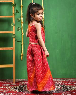 Girl's magenta red top palazzo set 3