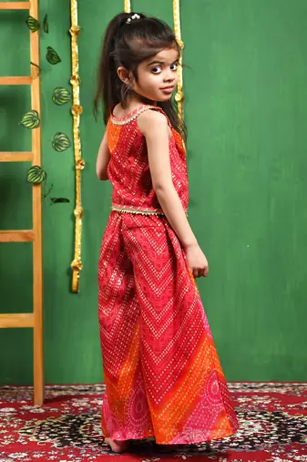 Girl's magenta red top palazzo set