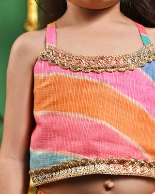 Girl's multi leheriya top and dhoti pant set 4