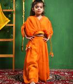 Girl's yellow stylish to with flared palazzo set