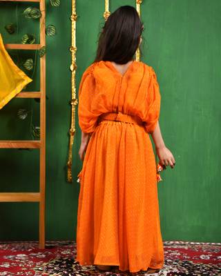 Girl's yellow stylish to with flared palazzo set 2