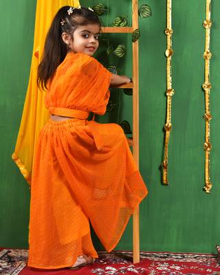 Girl's yellow stylish to with flared palazzo set 3