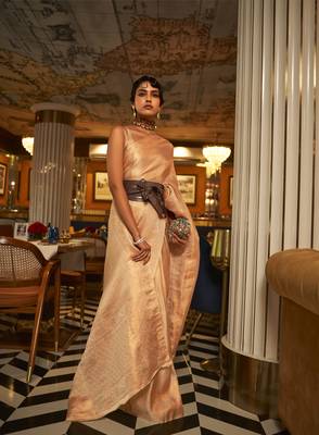 Rajtex Gold Woven Satin-Sarees With Blouse 1