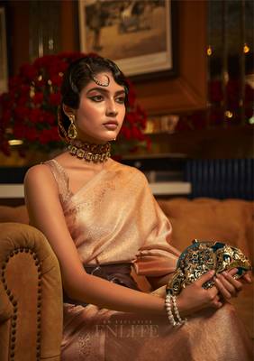 Rajtex Gold Woven Satin-Sarees With Blouse 2