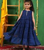 Girl's blue modal frilly anarkali gown