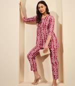 Mauve and white geometric printed co-ord set