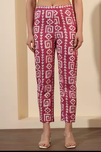 Mauve and white geometric printed co-ord set