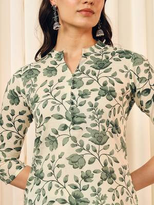 Off white and green floral printed co-ord set 2