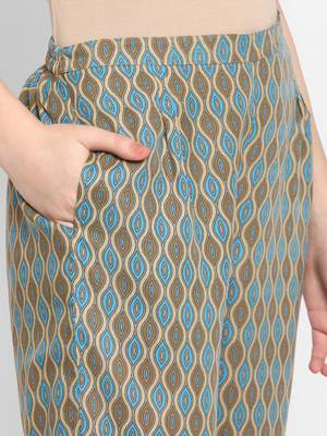 mustard cottonprinted kurta with pant 4