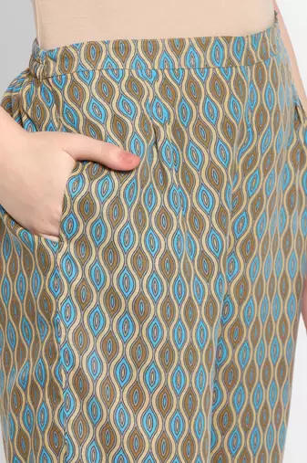 mustard cottonprinted kurta with pant
