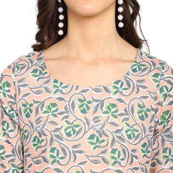 Peach floral cotton printed kurta with pant 3