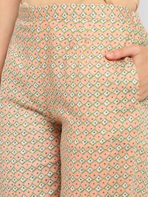Peach floral cotton printed kurta with pant 4