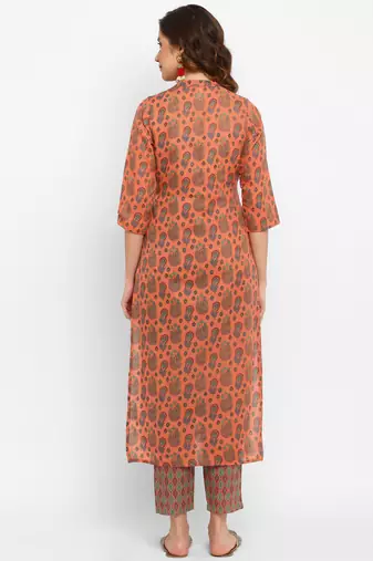 Multicolour floral cotton printed kurta with pant
