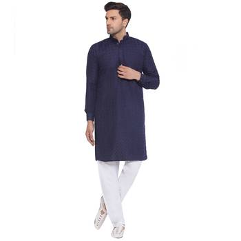 rayon sequence long kurta for men (blue) 1