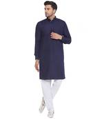 rayon sequence long kurta for men (blue)