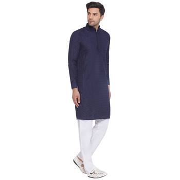 rayon sequence long kurta for men (blue) 2