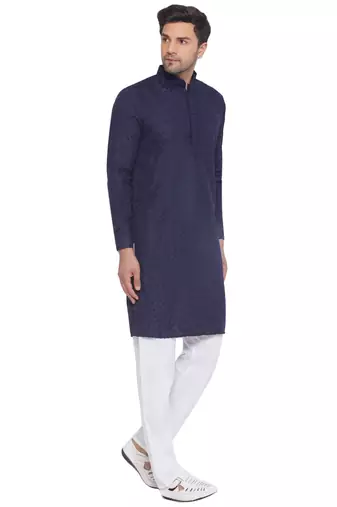 rayon sequence long kurta for men (blue)