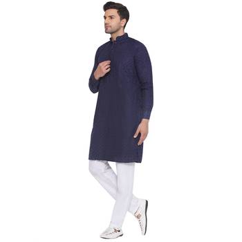 rayon sequence long kurta for men (blue) 3