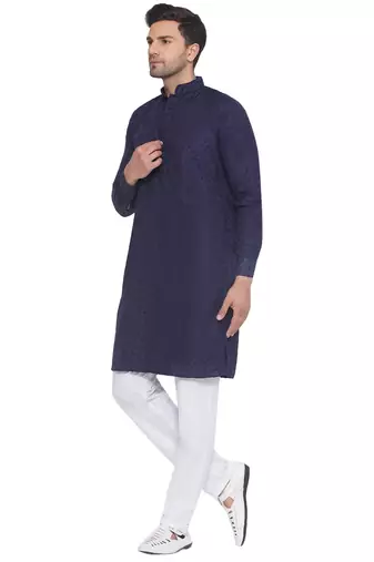 rayon sequence long kurta for men (blue)