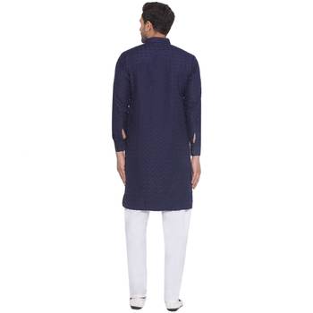 rayon sequence long kurta for men (blue) 4