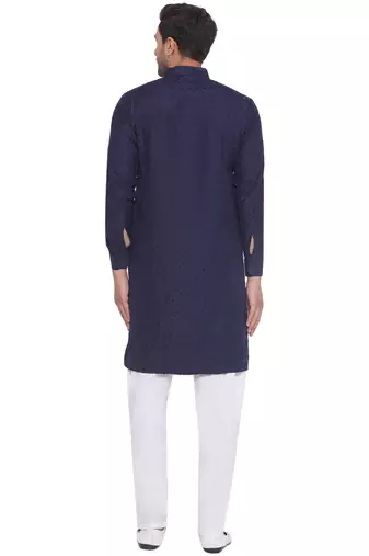 rayon sequence long kurta for men (blue)
