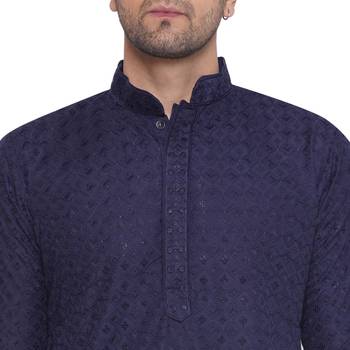 rayon sequence long kurta for men (blue) 5