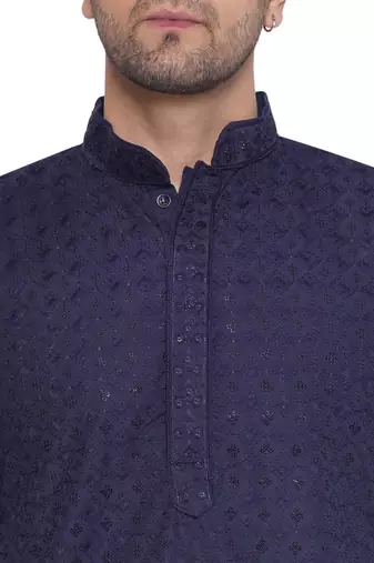 rayon sequence long kurta for men (blue)
