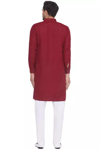 rayon sequence long kurta for men (maroon)