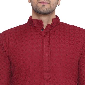 rayon sequence long kurta for men (maroon) 5