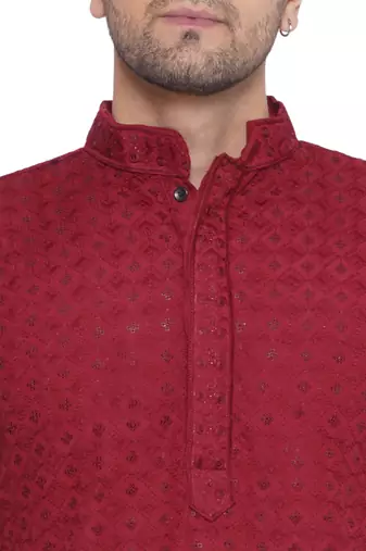 rayon sequence long kurta for men (maroon)