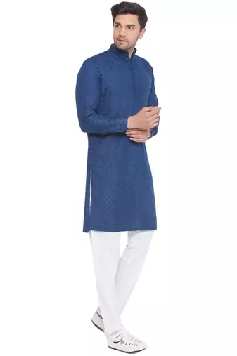 rayon sequence long kurta for men (turquoise)