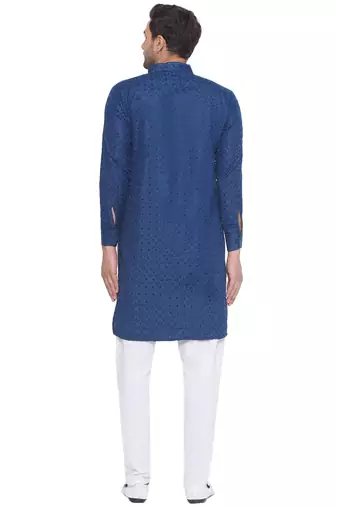 rayon sequence long kurta for men (turquoise)