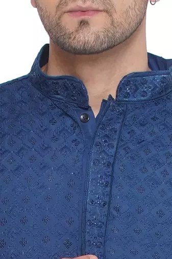 rayon sequence long kurta for men (turquoise)