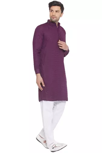 rayon sequence long kurta for men (wine)