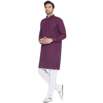 rayon sequence long kurta for men (wine) 3