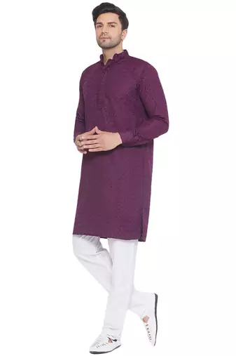 rayon sequence long kurta for men (wine)
