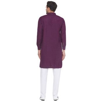 rayon sequence long kurta for men (wine) 4