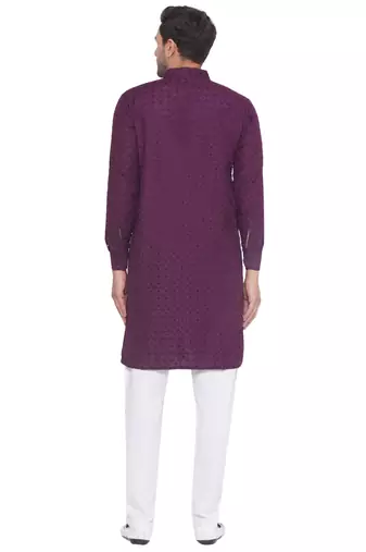 rayon sequence long kurta for men (wine)