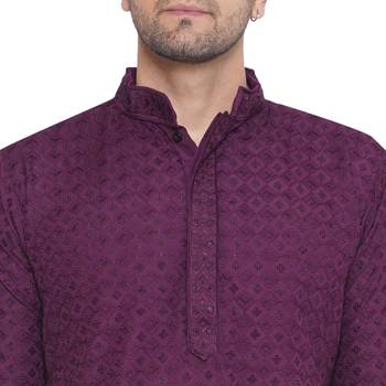 rayon sequence long kurta for men (wine) 5