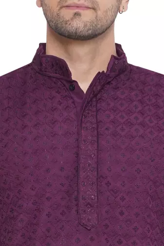 rayon sequence long kurta for men (wine)