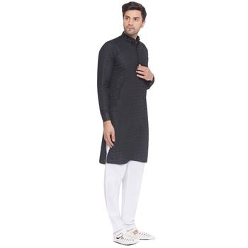 rayon sequence long kurta for men (black) 2