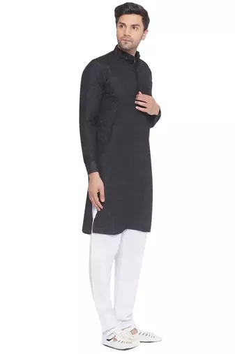 rayon sequence long kurta for men (black)