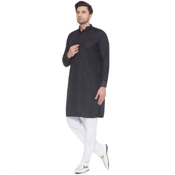 rayon sequence long kurta for men (black) 3